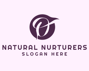 Purple Calligraphic Letter O logo design