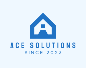 Blue House Letter A logo design