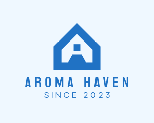 Blue House Letter A logo design