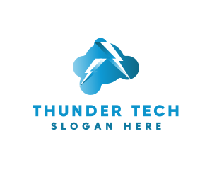 Thunder Bolt Lightning Cloud logo design