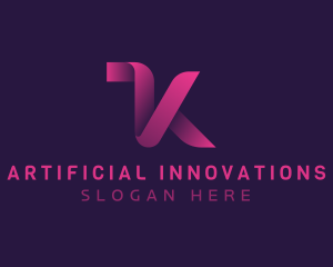 Ribbon Technology Letter K logo design