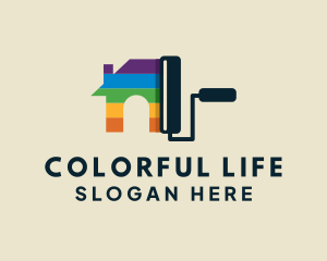 Colorful Paint Roller logo design