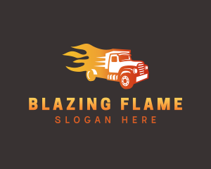 Gradient Flame Truck logo design