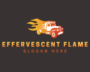 Gradient Flame Truck logo design