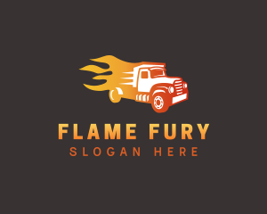 Gradient Flame Truck logo design