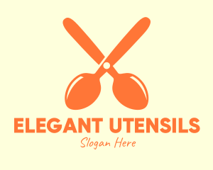 Orange Spoon Scissors logo design