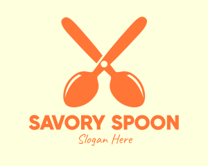 Orange Spoon Scissors logo design