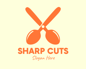 Orange Spoon Scissors logo design