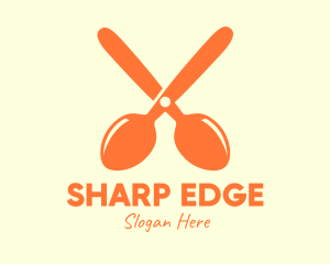 Orange Spoon Scissors logo design