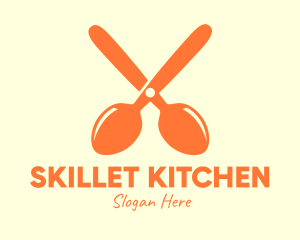 Orange Spoon Scissors logo design