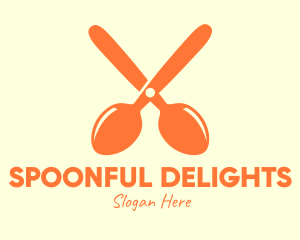 Orange Spoon Scissors logo design