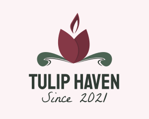 Tulip Flower Candle logo design