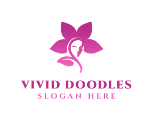 Pink Woman Beauty Flower logo design