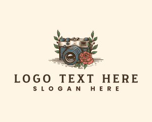 Hand Drawn Camera Floral logo