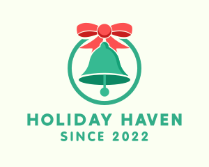 Ribbon Holiday Bell logo design