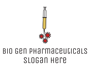 Virus Vaccine Syringe logo design