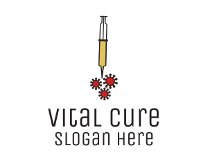 Virus Vaccine Syringe logo design