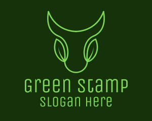 Green Leaf Bull Head logo design