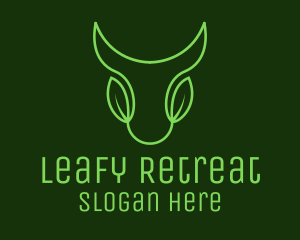 Green Leaf Bull Head logo design