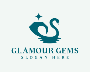 Diamond Gem Swan logo design