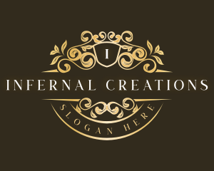 Floral Ornament Crest logo design