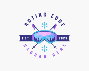 Ski Poles Goggles logo design