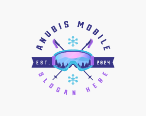 Ski Poles Goggles logo design