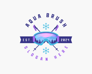 Ski Poles Goggles logo design