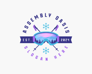 Ski Poles Goggles logo design