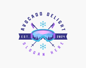 Ski Poles Goggles logo design