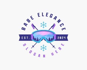 Ski Poles Goggles logo design