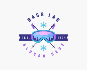 Ski Poles Goggles logo design