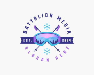 Ski Poles Goggles logo design