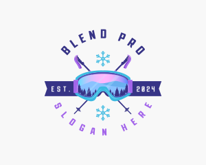 Ski Poles Goggles logo design