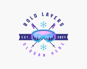 Ski Poles Goggles logo design