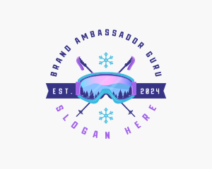 Ski Poles Goggles logo design