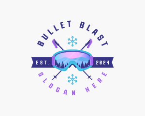 Ski Poles Goggles logo design