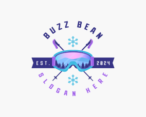 Ski Poles Goggles logo design