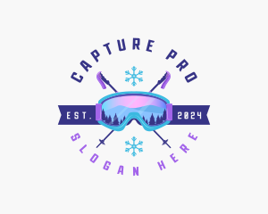 Ski Poles Goggles logo design