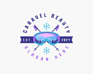 Ski Poles Goggles logo design