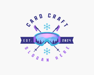 Ski Poles Goggles logo design