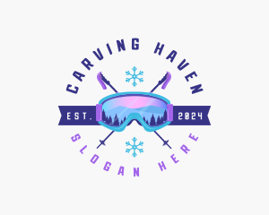 Ski Poles Goggles logo design