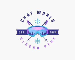 Ski Poles Goggles logo design