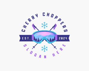 Ski Poles Goggles logo design