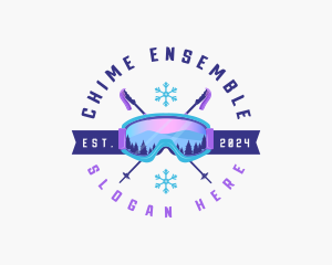 Ski Poles Goggles logo design