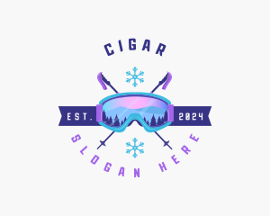 Ski Poles Goggles logo design