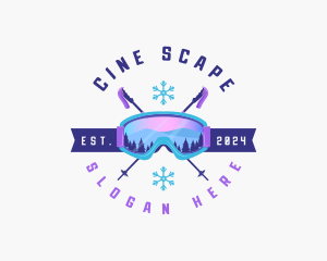 Ski Poles Goggles logo design