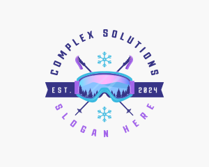 Ski Poles Goggles logo design