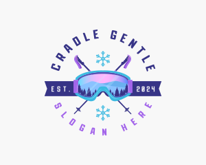 Ski Poles Goggles logo design