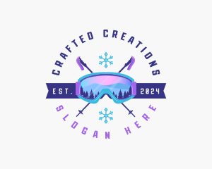 Ski Poles Goggles logo design